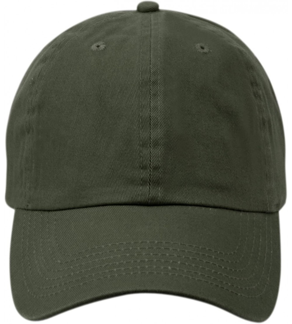 Baseball Caps Washed Low Profile Cotton and Denim Baseball Cap - Olive - CL12O1Z0W37 $19.62
