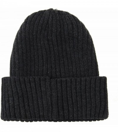 Skullies & Beanies Knitted Ribbed Beanie Hat Basic Plain Solid Watch Cap AC5846 - Charcoal - CA187E53ELQ $13.15