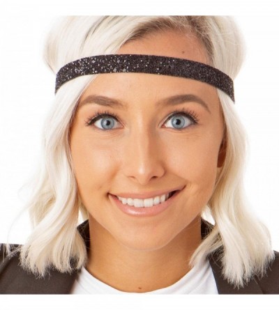 Headbands Girl's Adjustable Non Slip Skinny Bling Glitter Headband Multi Pack - Black & Ruby - CJ11MNG3N9V $10.60