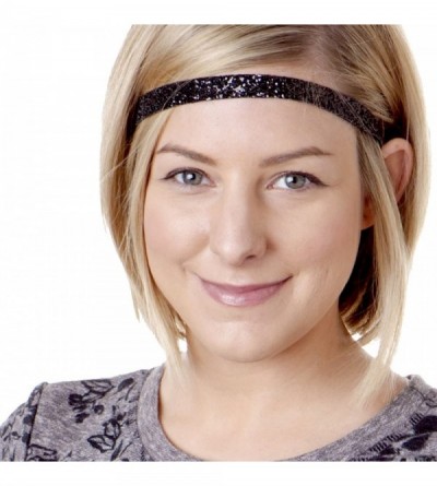 Headbands Girl's Adjustable Non Slip Skinny Bling Glitter Headband Multi Pack - Black & Ruby - CJ11MNG3N9V $10.60