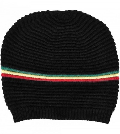 Skullies & Beanies Winter Slouchy Knit Beanie Hat for Women or Men - Stripe_black - CV18HOXLG27 $10.63