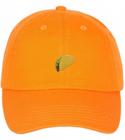 Baseball Caps Taco Emoji Logo on Unstructured Cotton Low Profile Strapback Baseball Dad Cap - Neon Orange - CQ1822ELS3L $9.30