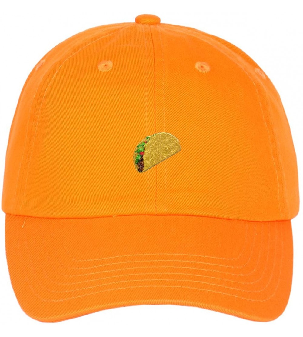 Baseball Caps Taco Emoji Logo on Unstructured Cotton Low Profile Strapback Baseball Dad Cap - Neon Orange - CQ1822ELS3L $9.30