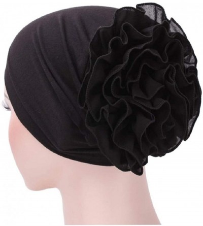 Skullies & Beanies Cancer Chemo Hat Flower Beanie Scarf Ethnic Cloth Print Turban Bonnet India Hat Handwear - D---black - CX1...