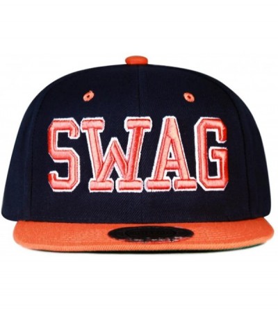 Baseball Caps Swag Snapback Caps - Navy/Orange - CJ11I5FZ23T $29.46