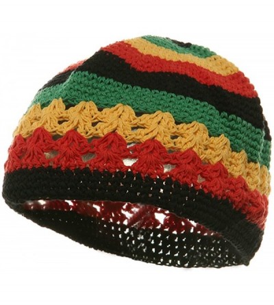 Skullies & Beanies Hand Crocheted Beanie (02)-Rasta - C71117ER3JL $7.82