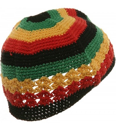 Skullies & Beanies Hand Crocheted Beanie (02)-Rasta - C71117ER3JL $7.82