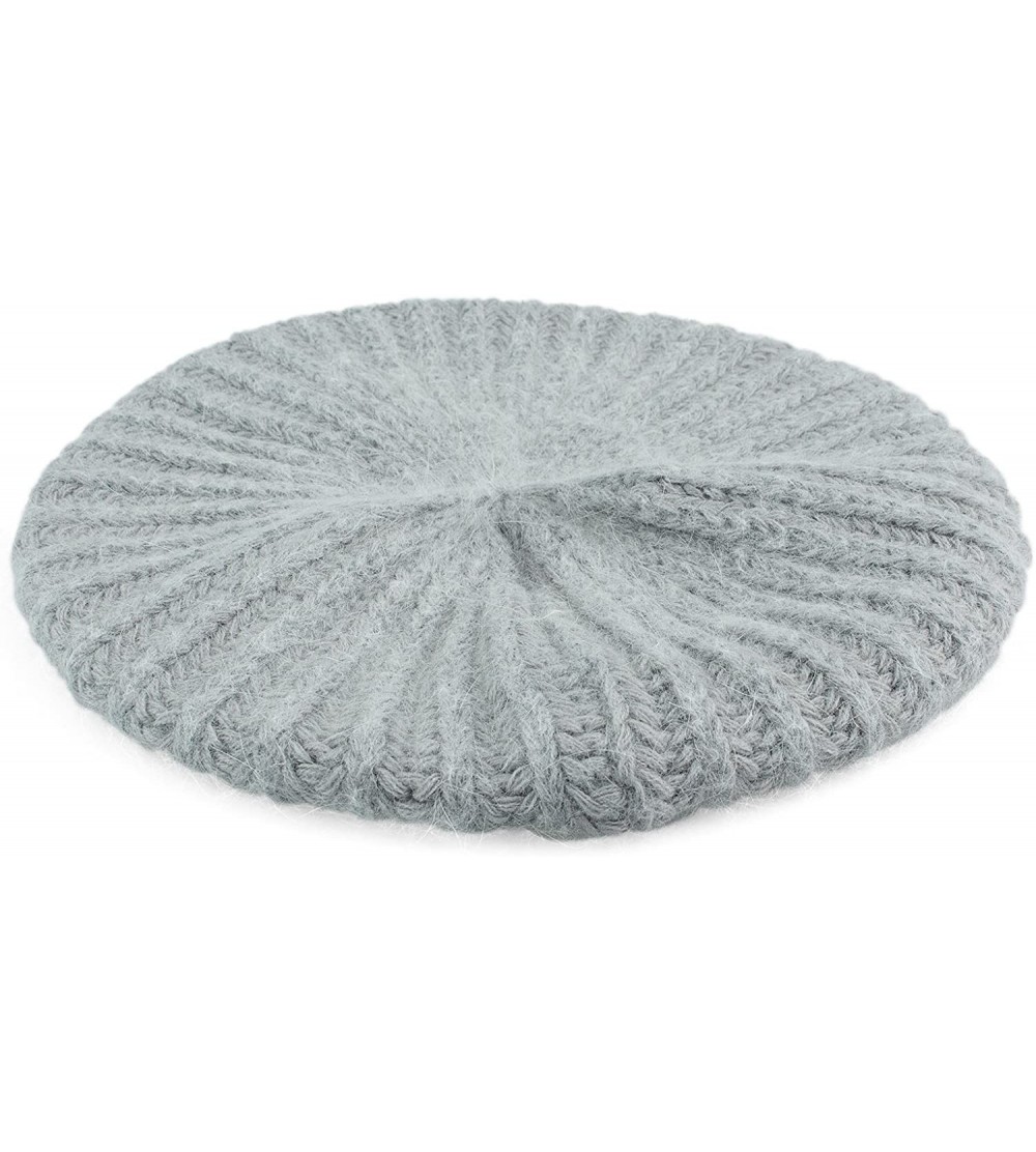 Skullies & Beanies Womens Slouchy Angora Knit Beret Warm Cozy Winter Beanie Hat - Gray - CA11Q1CRLF5 $18.00