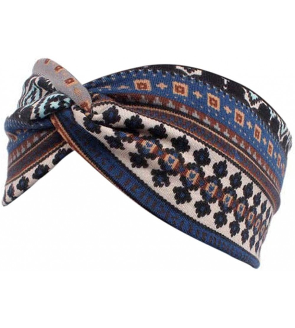 Headbands Ethnic Printed Cross Wide Headbands for Women for Washing Face- Twisted Turban Elastic Hairband - Nb - CP192XYIE8O ...