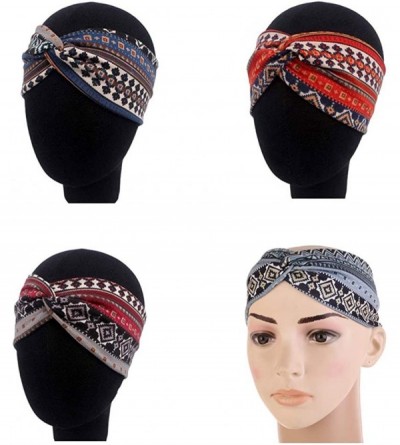 Headbands Ethnic Printed Cross Wide Headbands for Women for Washing Face- Twisted Turban Elastic Hairband - Nb - CP192XYIE8O ...