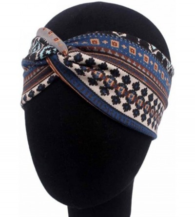 Headbands Ethnic Printed Cross Wide Headbands for Women for Washing Face- Twisted Turban Elastic Hairband - Nb - CP192XYIE8O ...