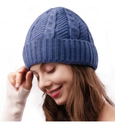 Skullies & Beanies Beanie for Men Women Winter Hat Cable Knit Beanies Mens Fleece Skull Hats Black Caps - Blue - CS18Y0LZWK5 ...