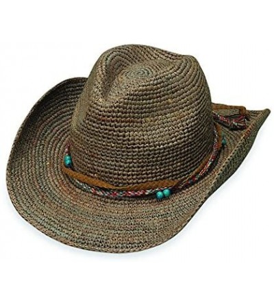 Cowboy Hats Women's Catalina Cowboy Hat - Raffia- Modern Cowboy- Designed in Australia - Mushroom - CR11Q9A9Z6V $100.02
