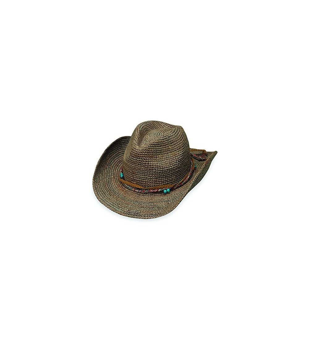 Cowboy Hats Women's Catalina Cowboy Hat - Raffia- Modern Cowboy- Designed in Australia - Mushroom - CR11Q9A9Z6V $42.23