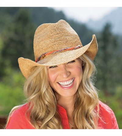 Cowboy Hats Women's Catalina Cowboy Hat - Raffia- Modern Cowboy- Designed in Australia - Mushroom - CR11Q9A9Z6V $42.23