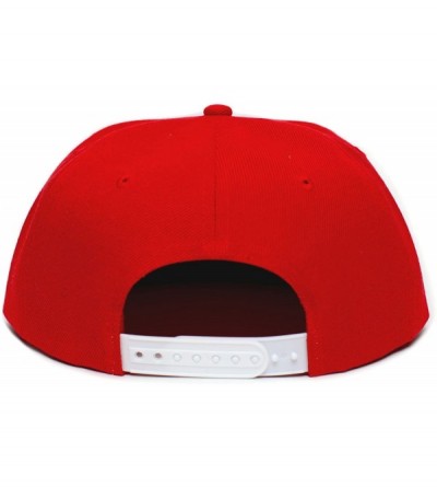 Baseball Caps Embroidered Flat Bill Unisex-Adult Trucker Hat -One-Size Red/White - CM12HGBLS99 $13.22