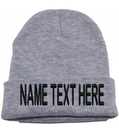 Skullies & Beanies Custom Embroidery Personalized Name Text Ski Toboggan Knit Cap Cuffed Beanie Hat - Heather Grey - CQ1892DZ...