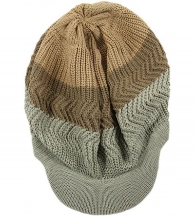 Skullies & Beanies Knitted Cotton Rasta Slouchy Beanie Visor - Khaki/D.khaki/Sage - CS12997QIKH $23.25