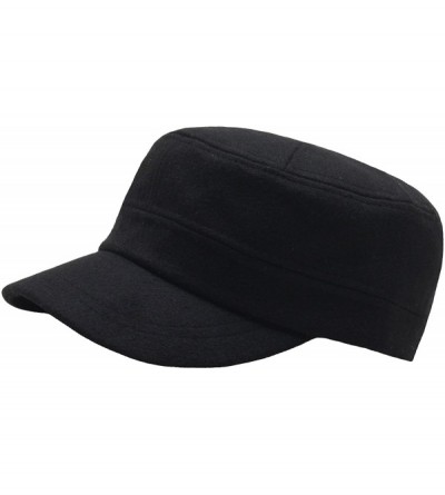 Baseball Caps A108 Wool Winter Warm Simple Design Club Army Cap Cadet Military Hat - Black - CF126N3HKE3 $26.25