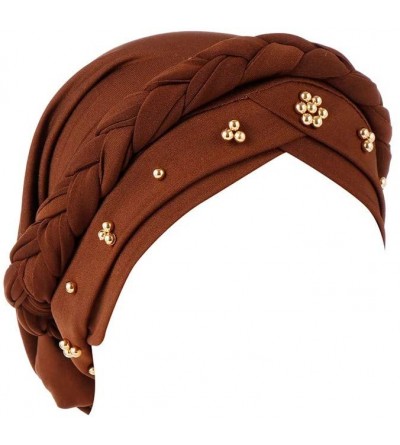 Skullies & Beanies Summer Ruffle Diamond Headscarf - Coffee - CL18QY0KIIT $12.08