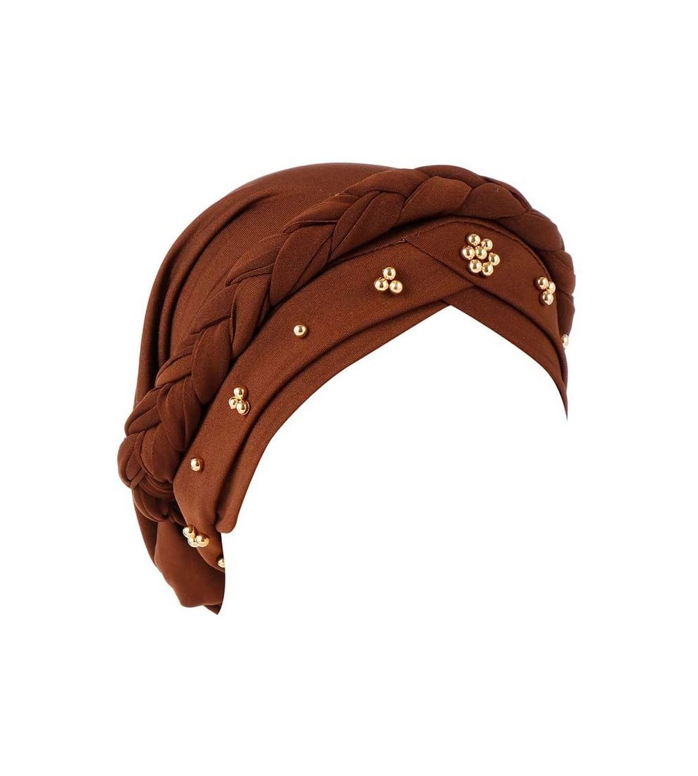 Skullies & Beanies Summer Ruffle Diamond Headscarf - Coffee - CL18QY0KIIT $12.08
