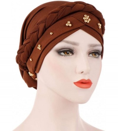 Skullies & Beanies Summer Ruffle Diamond Headscarf - Coffee - CL18QY0KIIT $12.08