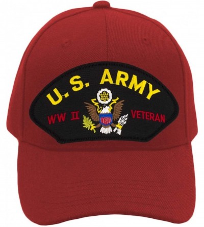 Baseball Caps US Army - World War II Veteran Hat/Ballcap Adjustable One Size Fits Most - Red - C018NIYOLK8 $50.34