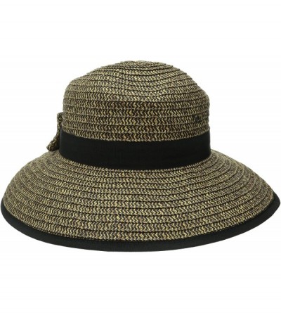 Sun Hats Women's Sun Brim Bow at Back and Contrast Edging - Mixed Black - CC11S3UNWFB $25.65