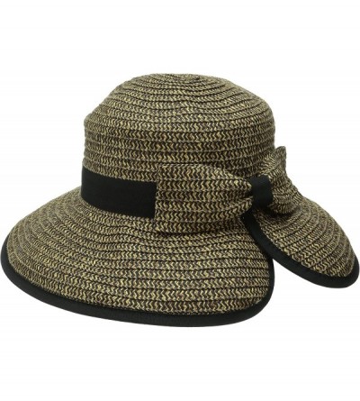 Sun Hats Women's Sun Brim Bow at Back and Contrast Edging - Mixed Black - CC11S3UNWFB $25.65