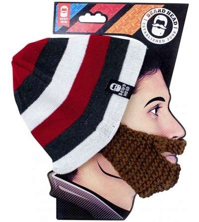 Skullies & Beanies Stubble Cruiser Beard Beanie - Funny Knit Hat and Fake Beard Facemask - Brown - C911DEAXIMB $17.30