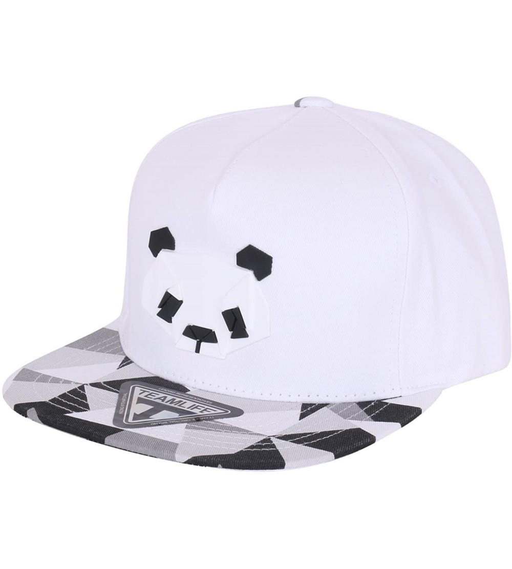 Baseball Caps Animal Paper Folding Rubber Logo Flat Bill Snapback Hat Baseball Cap - Panda White - CW128RPTAQ5 $30.96