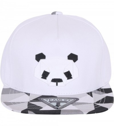 Baseball Caps Animal Paper Folding Rubber Logo Flat Bill Snapback Hat Baseball Cap - Panda White - CW128RPTAQ5 $30.96