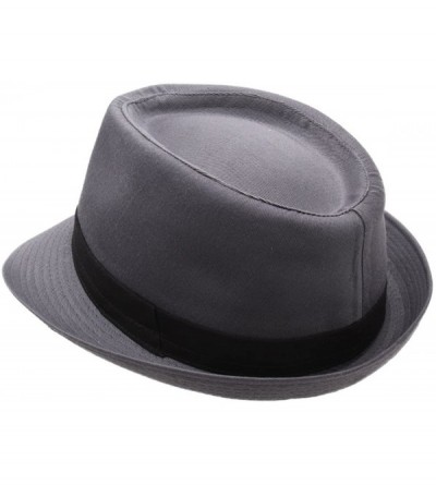 Fedoras Classic Trilby Trilby Hat - Gris-fonce-noir - CX12HFDMM7F $39.03