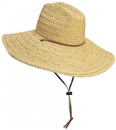 Sun Hats Men's Raffia Lifeguard with Cord - Natural - CI1287VGN29 $70.66