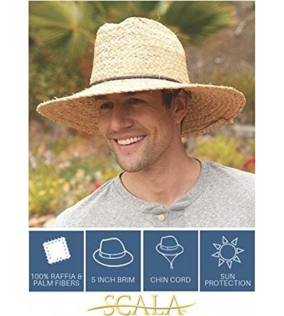 Sun Hats Men's Raffia Lifeguard with Cord - Natural - CI1287VGN29 $33.95