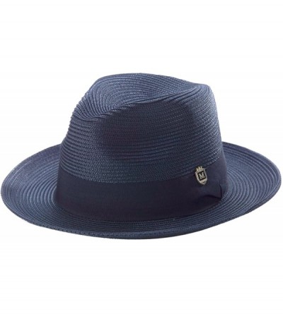 Fedoras Men's Wide Snap Brim Pinch Fedora - Navy - CP12LNNJAI1 $40.18