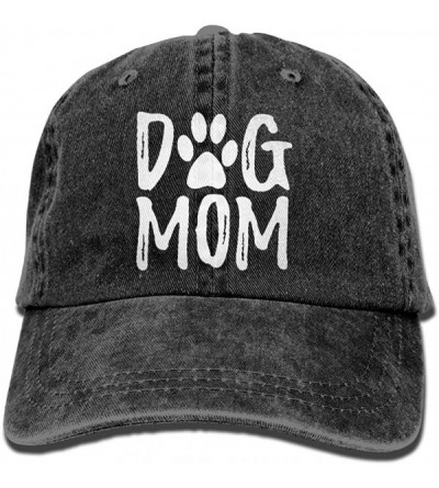 Baseball Caps Unisex Dog Mom Vintage Jeans Adjustable Baseball Cap Cotton Denim Dad Hat - Black - CY18GEAM9XG $14.64