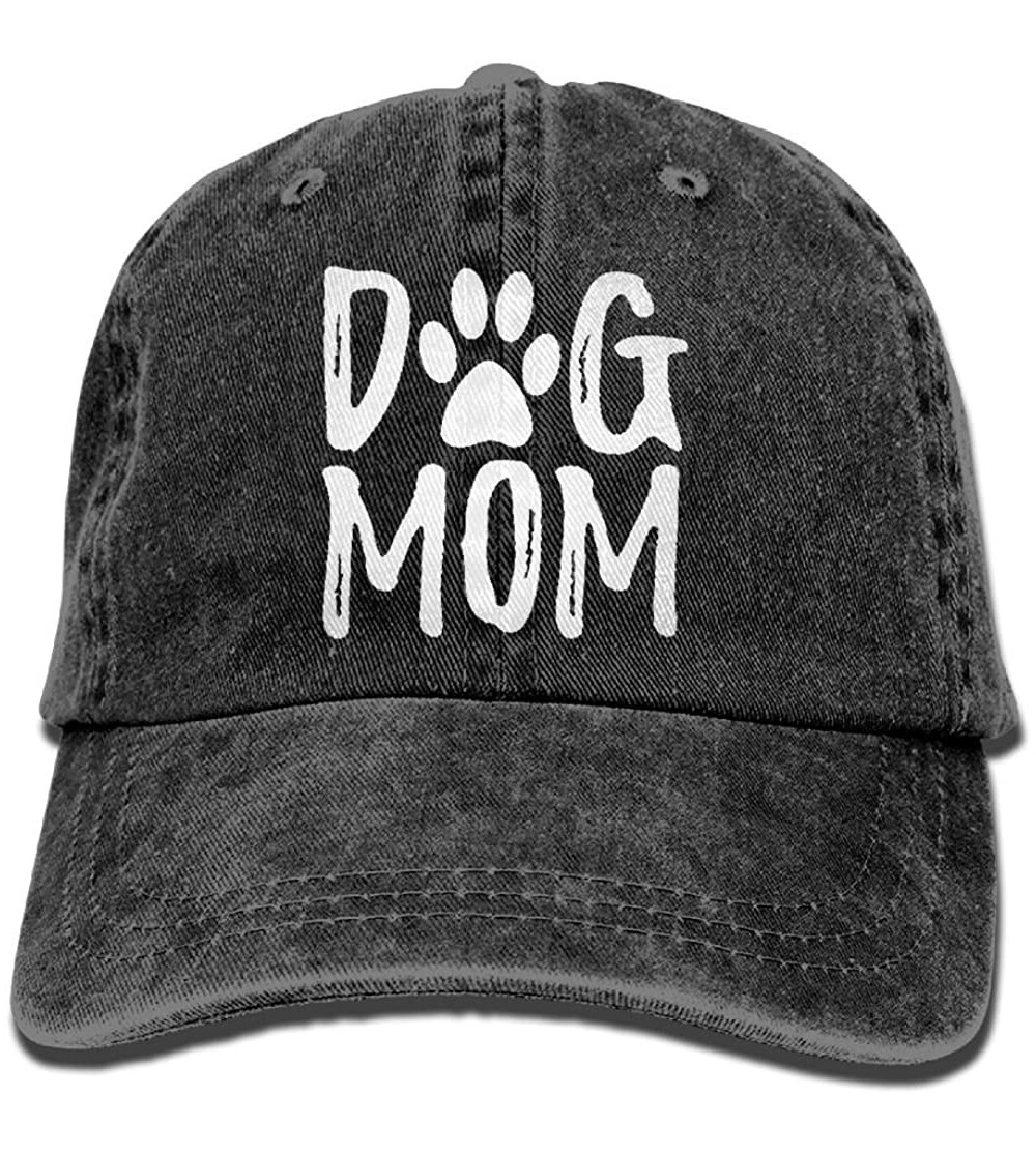 Baseball Caps Unisex Dog Mom Vintage Jeans Adjustable Baseball Cap Cotton Denim Dad Hat - Black - CY18GEAM9XG $14.64