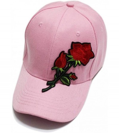 Baseball Caps Rose Embroidered Adjustable Hat- Couples Baseball Sun Visor Cap - Pink - CE18RTG9DG2 $19.44