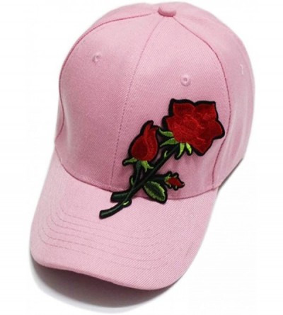 Baseball Caps Rose Embroidered Adjustable Hat- Couples Baseball Sun Visor Cap - Pink - CE18RTG9DG2 $11.72