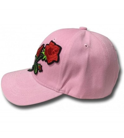 Baseball Caps Rose Embroidered Adjustable Hat- Couples Baseball Sun Visor Cap - Pink - CE18RTG9DG2 $11.72