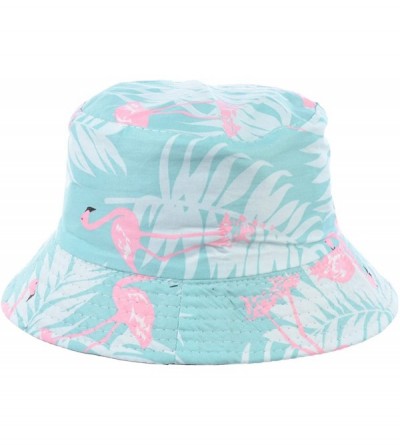 Bucket Hats Packable Reversible Black Printed Fisherman Bucket Sun Hat- Many Patterns - Flamingo Pastel Mint - C418EE0Z9UI $3...