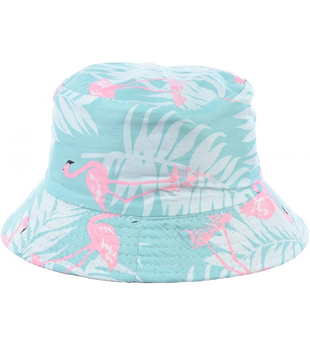 Bucket Hats Packable Reversible Black Printed Fisherman Bucket Sun Hat- Many Patterns - Flamingo Pastel Mint - C418EE0Z9UI $1...