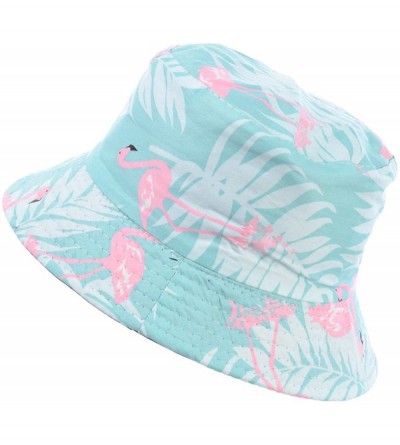 Bucket Hats Packable Reversible Black Printed Fisherman Bucket Sun Hat- Many Patterns - Flamingo Pastel Mint - C418EE0Z9UI $1...