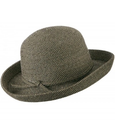 Sun Hats UPF 50+ Tweed Cotton Paper Braid Medium Kettle Brim Hat - OSFM - Black Tweed - CI11E8U6BLH $32.63