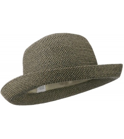 Sun Hats UPF 50+ Tweed Cotton Paper Braid Medium Kettle Brim Hat - OSFM - Black Tweed - CI11E8U6BLH $32.63