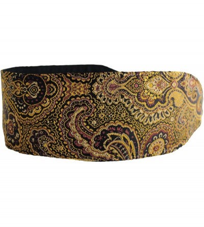 Headbands Luxurious Bohemian Rich Silk Gold and Copper Damask Paisleys Brocade on black - C6114CMFTWX $11.26