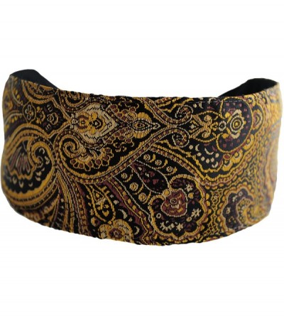 Headbands Luxurious Bohemian Rich Silk Gold and Copper Damask Paisleys Brocade on black - C6114CMFTWX $11.26