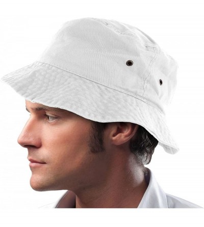 Skullies & Beanies Mens 100% Cotton Fishing Hunting Summer Bucket Cap Hat - White - C611VSYSY6L $7.98