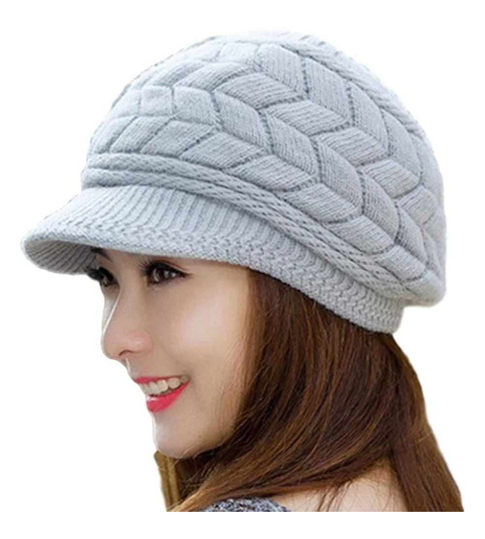 Newsboy Caps Womens Knitting Plaid Ivy Newsboy Cabbie Gatsby Paperboy Painter Hats Caps - 405grey - CT194HSQ5ES $12.44